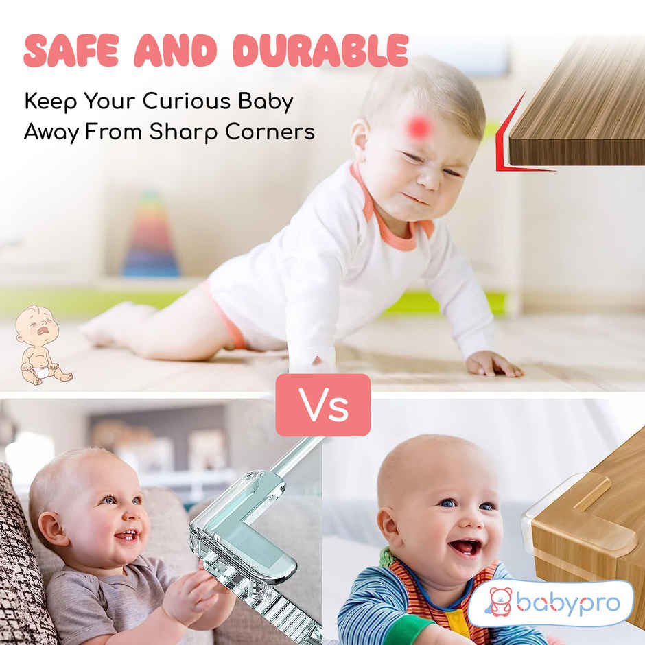 BabyPro Silicone Corner Guards for Sharp Furniture Corners | Transparent