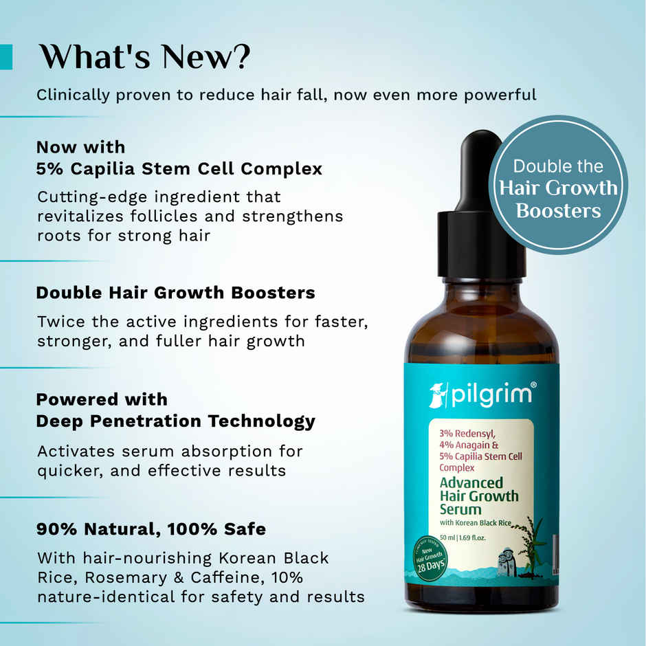 Pilgrim Advanced Hair Growth Serum with Redensyl & Anagain Reduces Hair Fall & Boosts Hair Growth