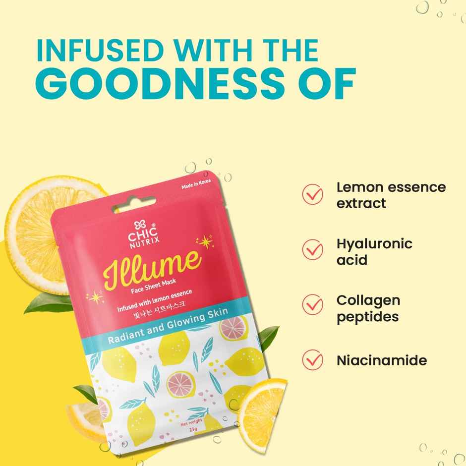Chicnutrix Korean Face Sheet Mask For Brightening Skin Combo