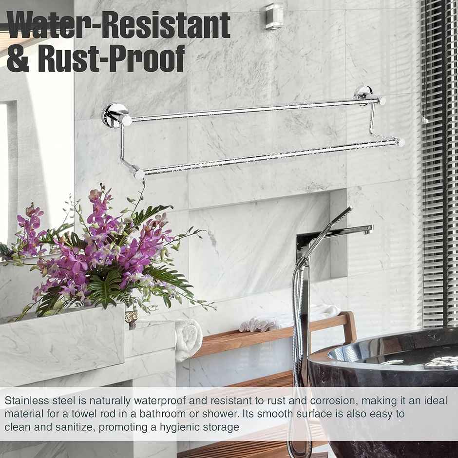 Gloxy 2 Step Stainless Steel Towel Rod Towel Bar Bathroom Hanger Accessories & Fittings | 24 inch
