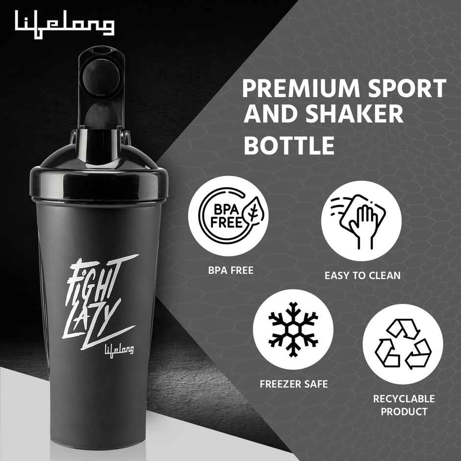 Lifelong Gym Shaker Bottle | Black | 700 ml