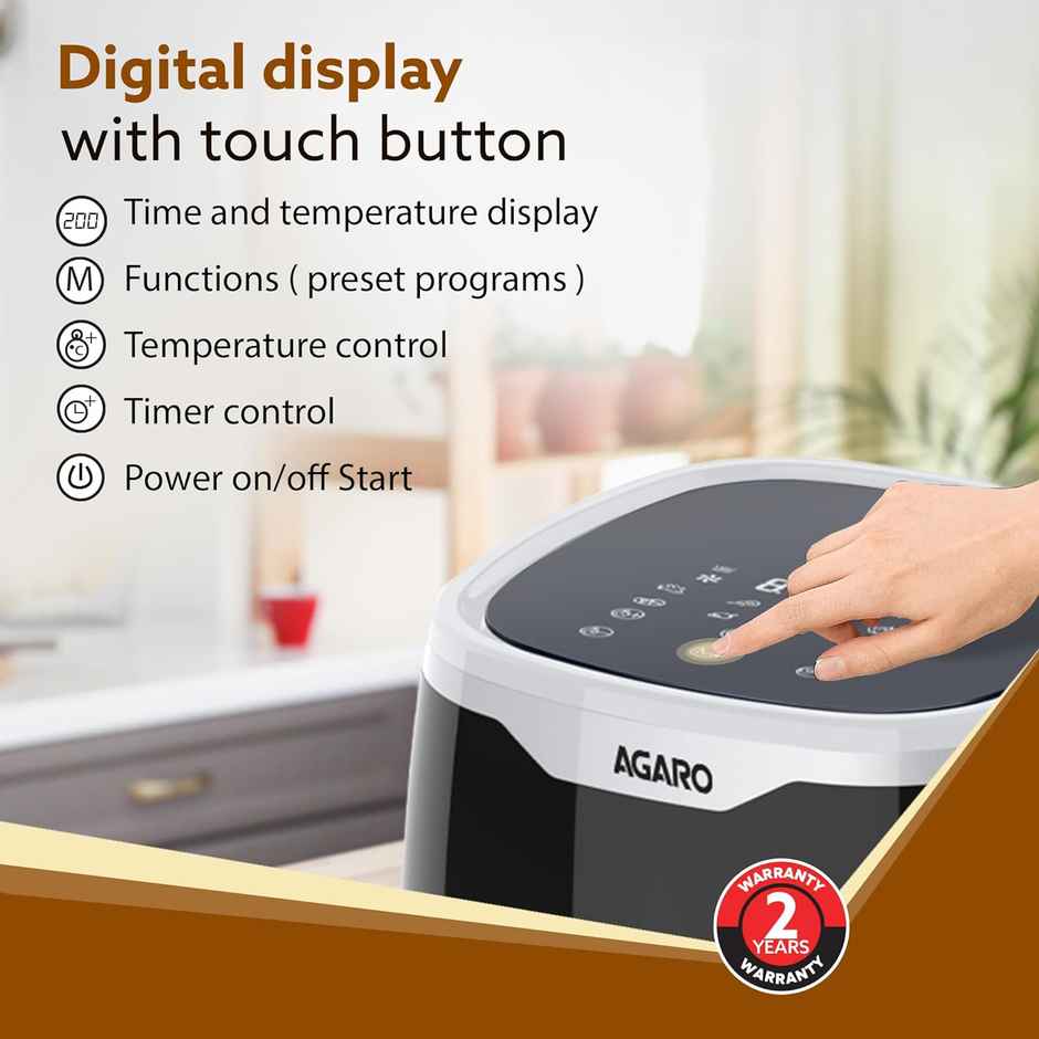 Agaro Galaxy Digital Air Fryer For Home, 4.5L, Electric Air Fryer, Oven, 1400W Programs & Reheat