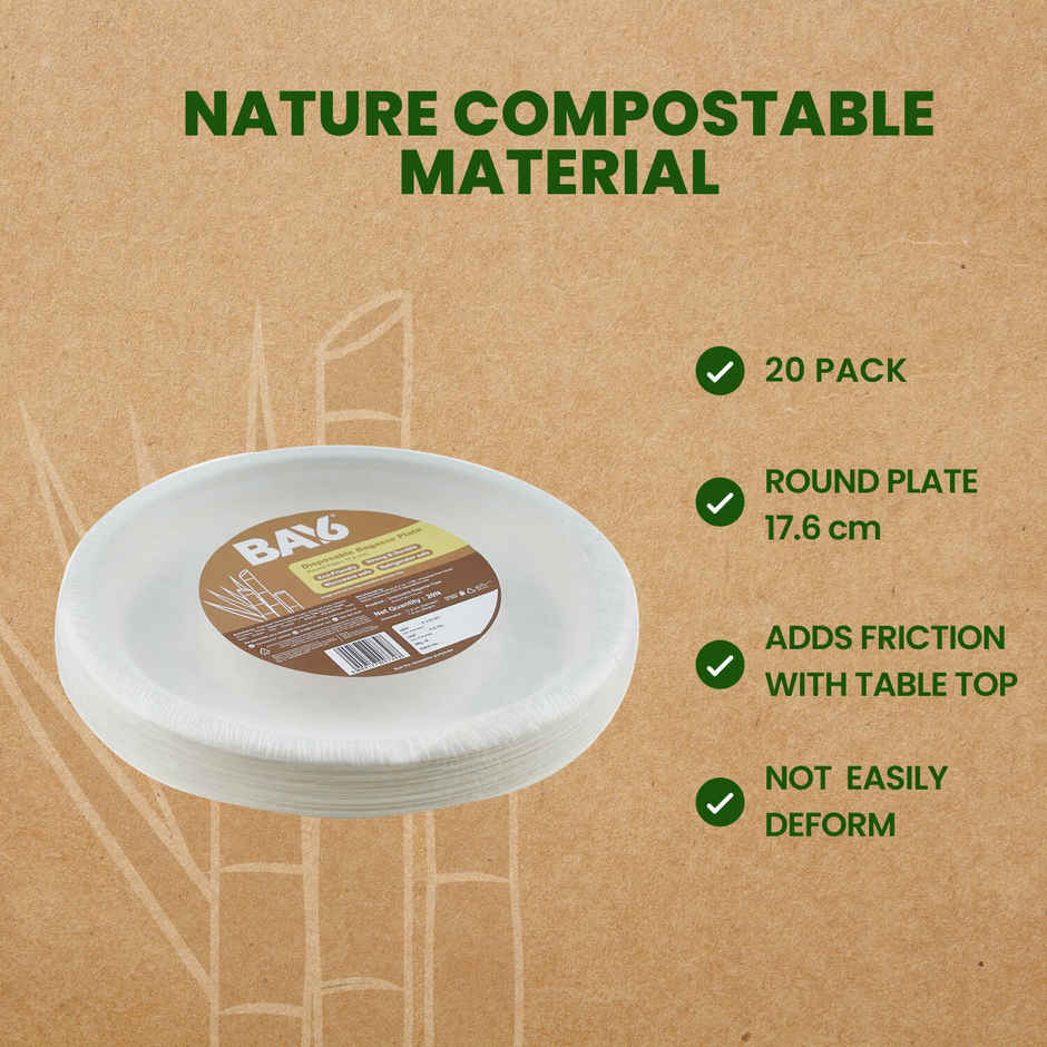 Round Disposable Flat Plate | 7 inch | Pack of 20 | BAY6