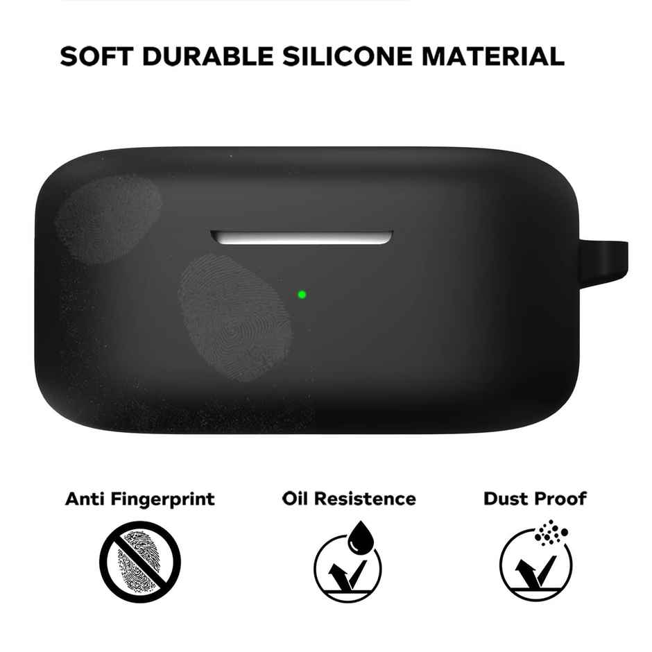 Sounce Earphone Case Cover for OnePlus Nord Buds 2 | Silicone Shock-Absorbing | Black