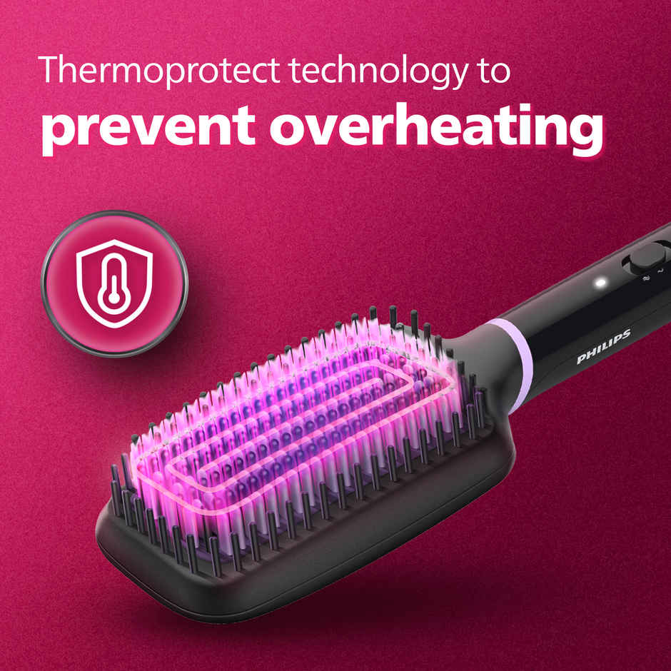 Philips Hair Straightener Brush|Naturally Straight Hair in 5 Min|Thermoprotect Technology BHH880/00