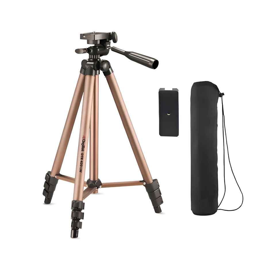 Digitek DTR 420LW Tripod | 4.26 ft | 3 kg Load | 3 Way Head | Quick Release | Phone Holder