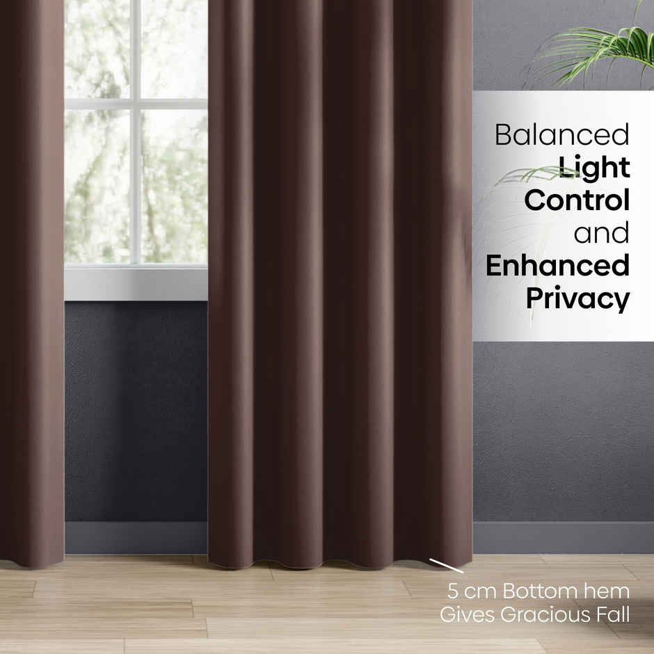 Haus & Kinder Polyester Blackout Solid Essential Drape Door Curtain Mocha