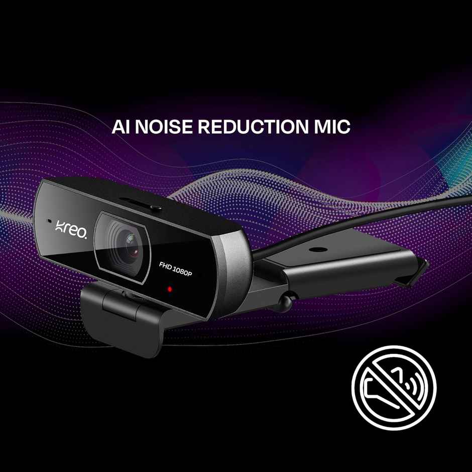 Kreo Owl Full HD Webcam with 1080P 60 FPS, Auto-Focus and Built-in Dual Digital Mic, Plug and Play Setup for Video Call, Streaming, YouTube and More (Black, Owl)