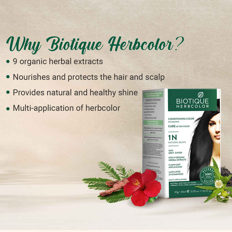 Biotique Herbcolor Natural Black | 1N | 30g + 45ml
