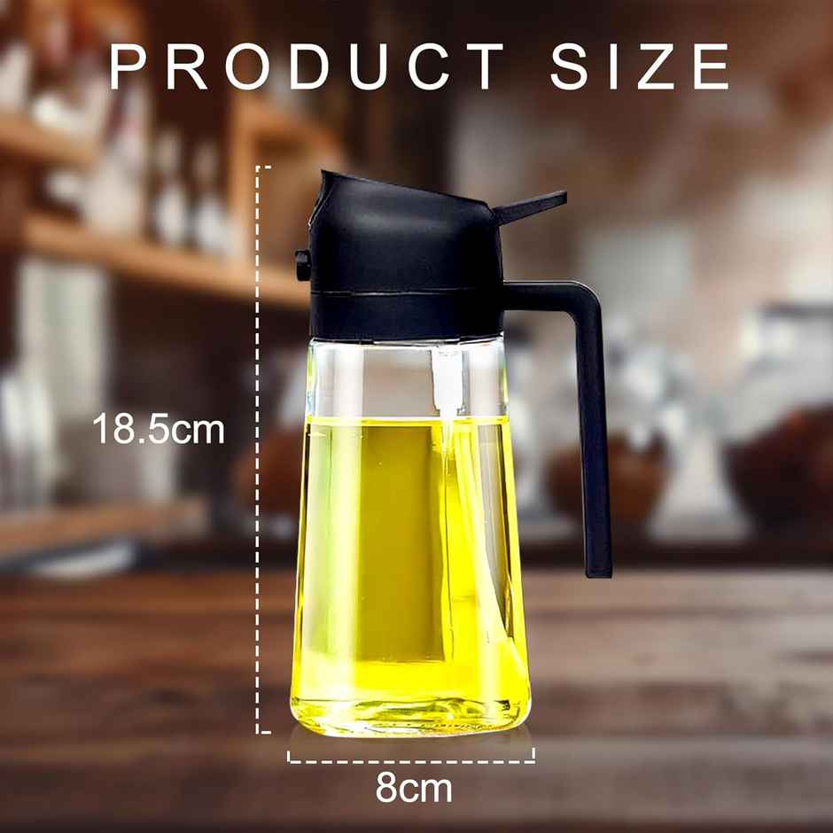 Zedak 2-in-1 Glass Oil Dispenser & Sprayer | Black | 500 ml - 1 pc