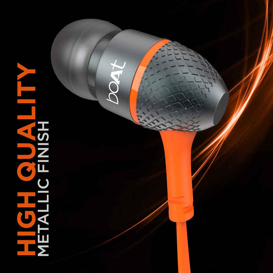 boAt Bassheads 225 in-Ear Wired Headphones with Mic (Molten Orange)