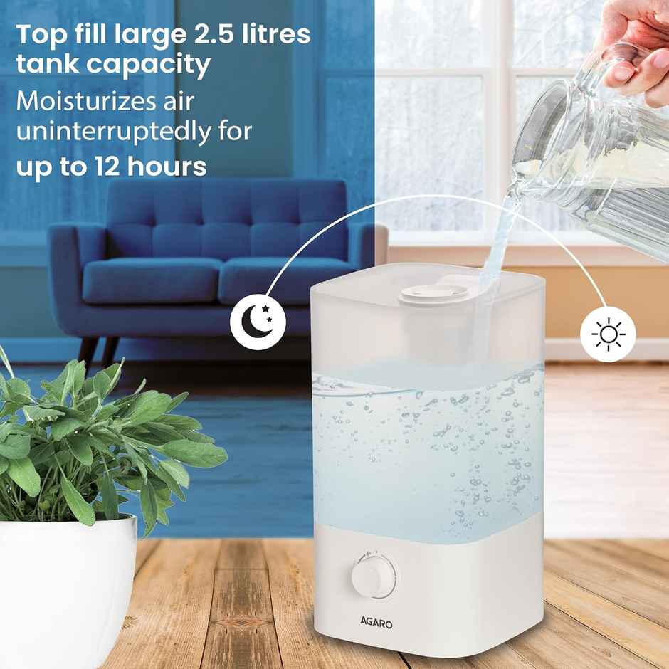 Agaro Breeze Cool Mist Ultrasonic Aroma Diffuser Support Essential Oil 2.5L Top Fill For Bedroom