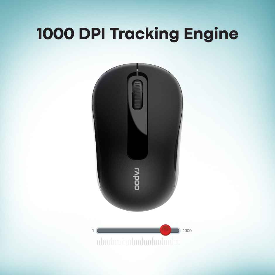 Rapoo M10+ 2.4G Wireless Mouse | 1000 DPI | 30ft Range | 12 Months Battery Life | Black