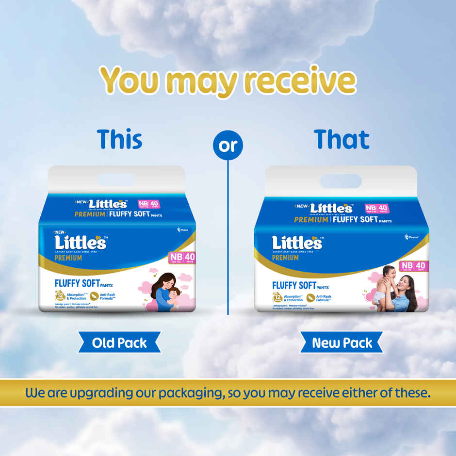 Little's Fluffy Soft Premium Baby Pant Style Diaper | NB | Leakage Free | 40 pcs