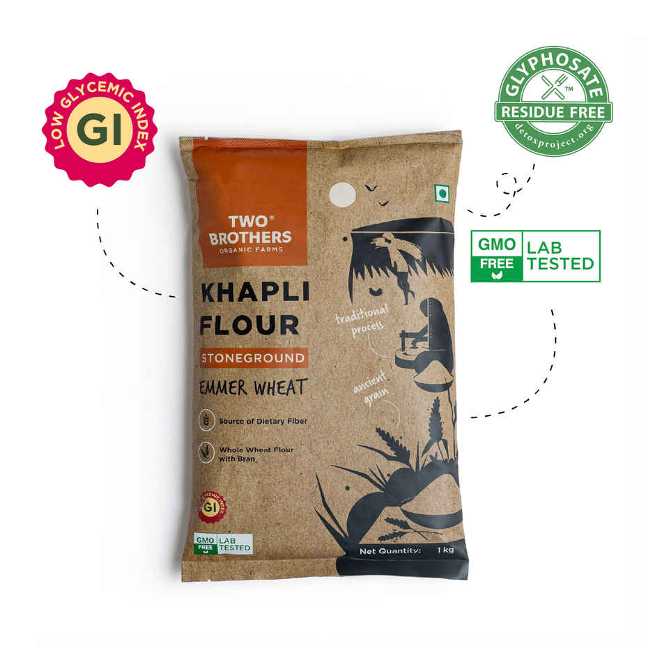 Two Brothers Stoneground Khapli | Emmer Wheat Atta, High Fibre