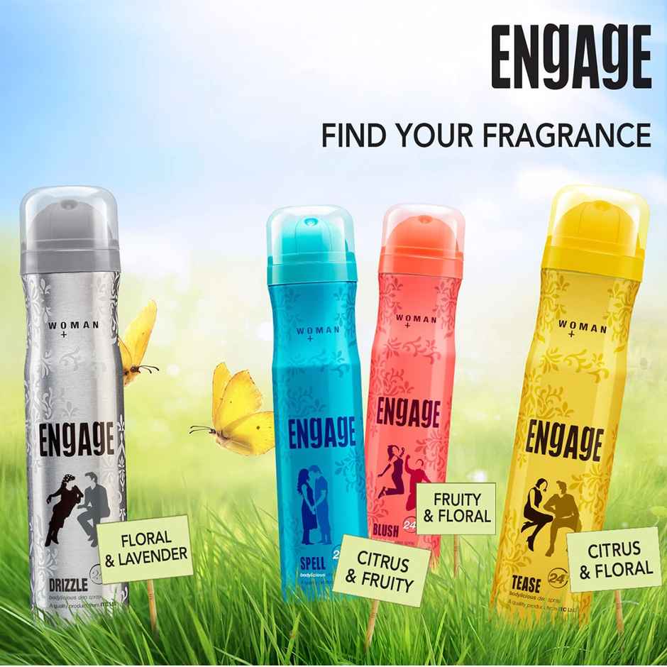 Engage Drizzle Deodorant For Women, Floral and Lavender, Deo Body Spray