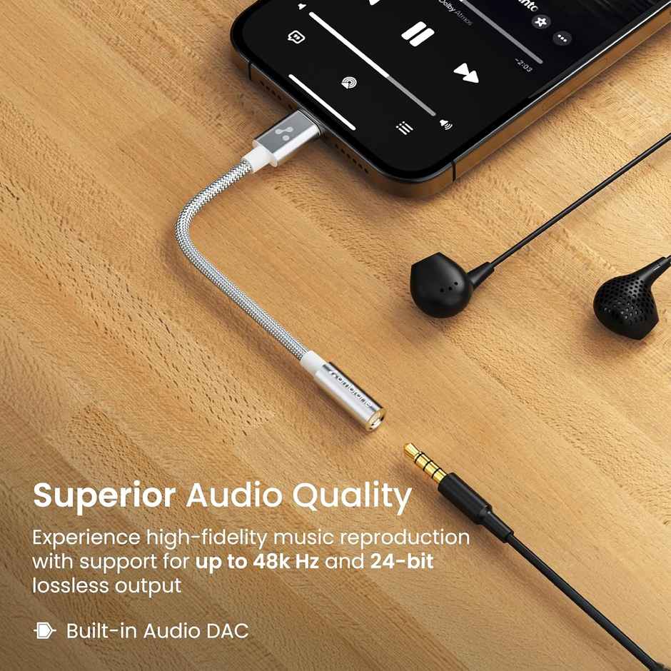 Ambrane Type C to 3.5 mm Audio Jack Converter, Connector Cable (AOTG-CX1)