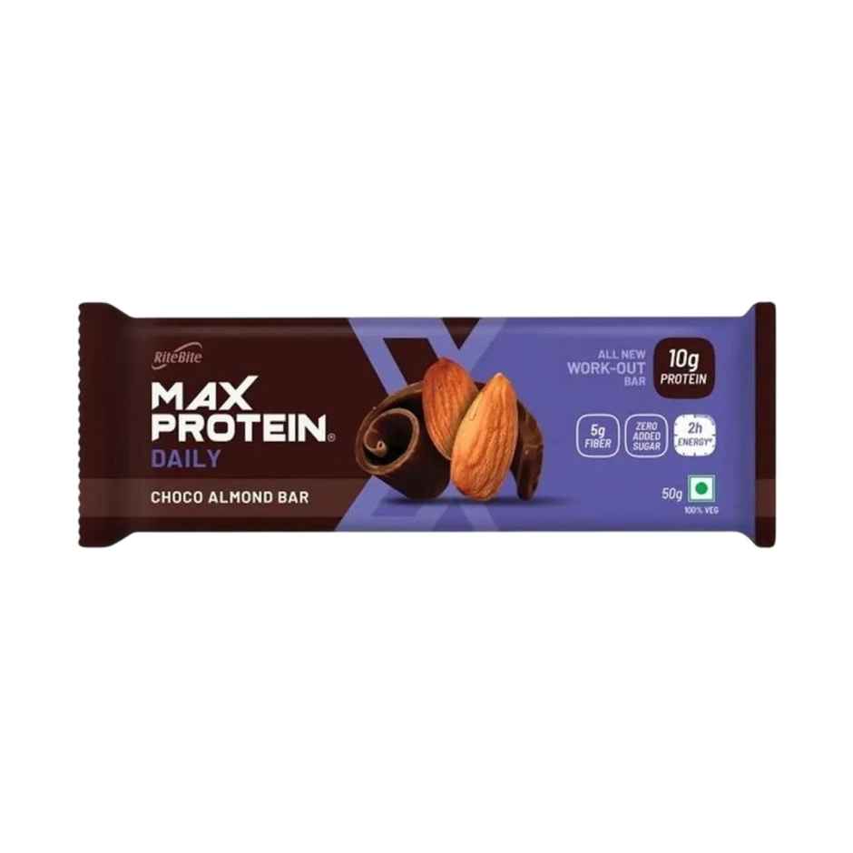 Ritebite Max Protein 10G Protein Bar Choco Almond (50g) & Ritebite Max Protein Peri Peri 10 G Multigrain Protein Chips, Healthy Snacks & Munchies (60g) Combo