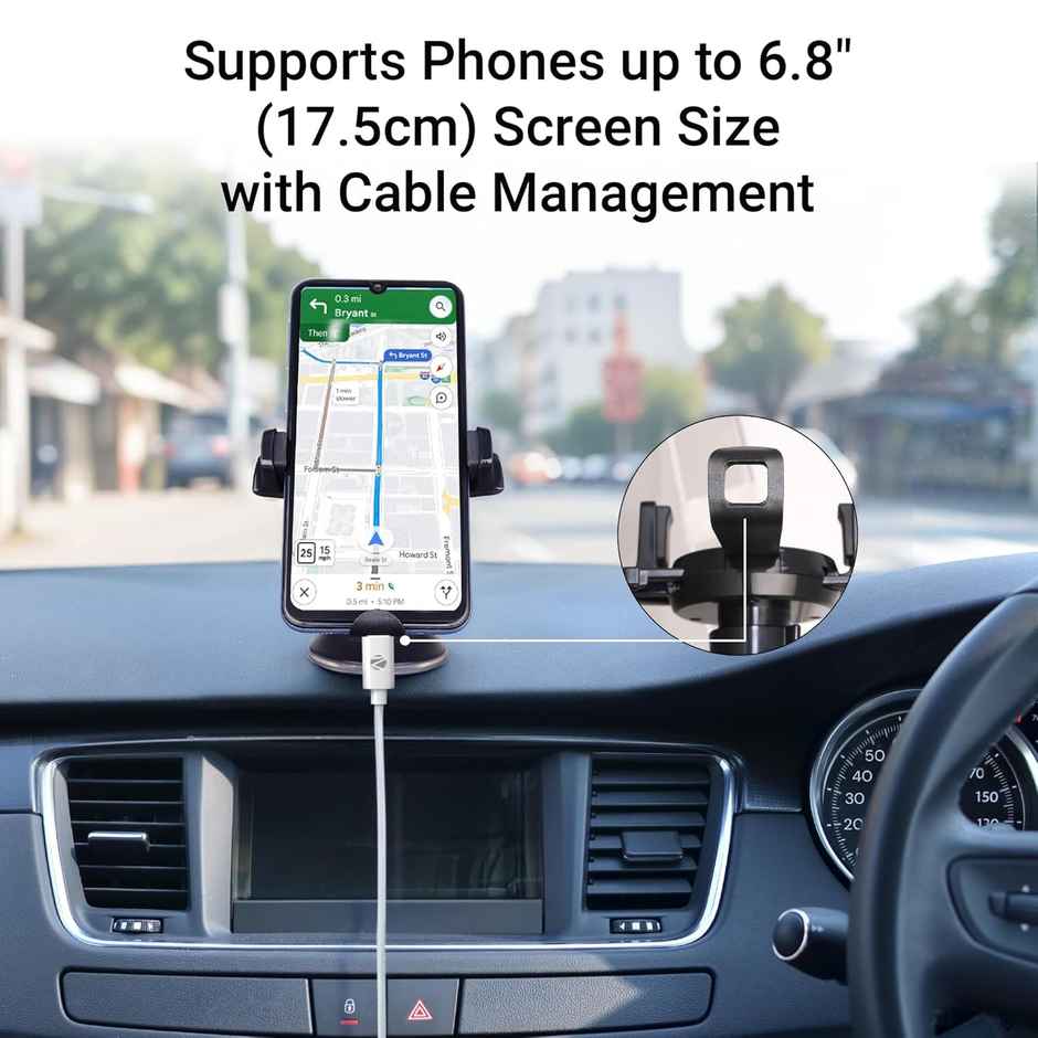 Zebronics CMH200, 360 Degree Rotatable Holder, Anti-Skid Silicone Pads, Max 17.5cm Screen Size