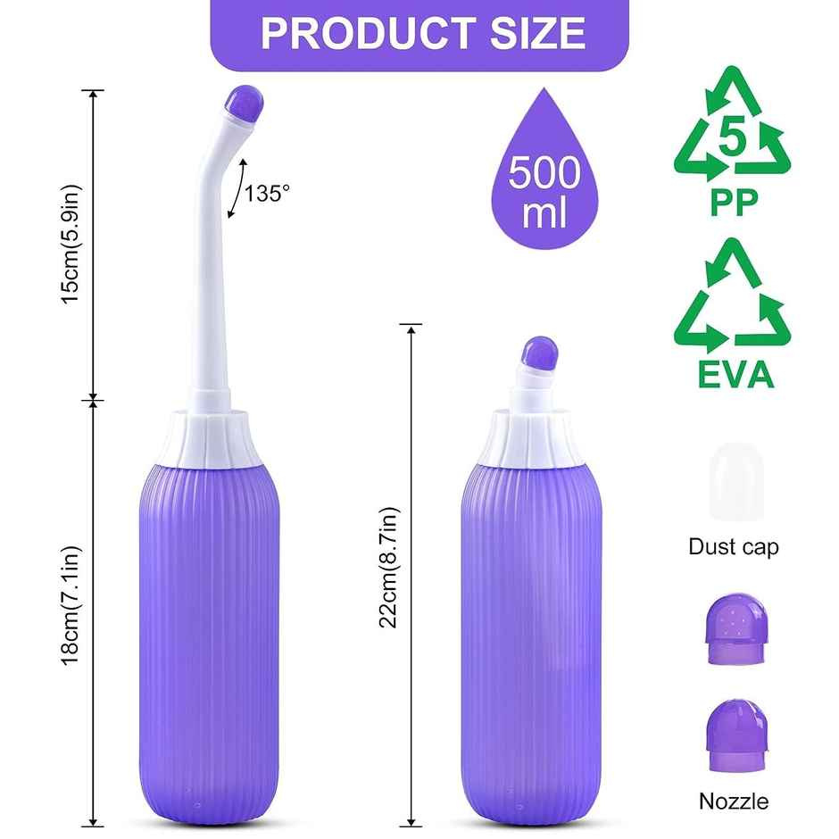 DALUCI Portable Bidet Spray Bottle Handheld Retractable Anti Slip Angled Nozzle Multicolor | 500 ml