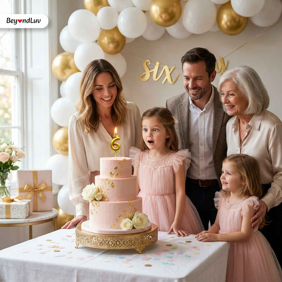 BeyondLuv Candles for Kids Birthday Party 6 Golden Number Candle With Crown