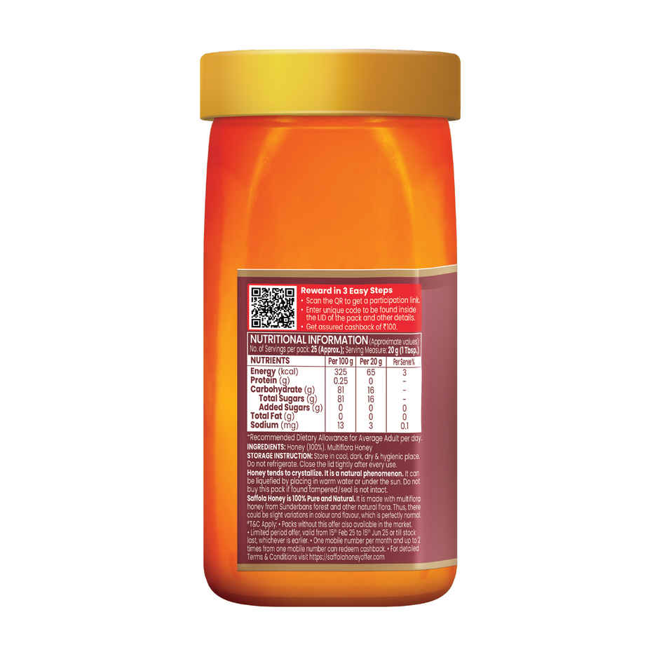 Saffola Honey Active, Made With Sundarban Forest Honey, 100% Pure Honey