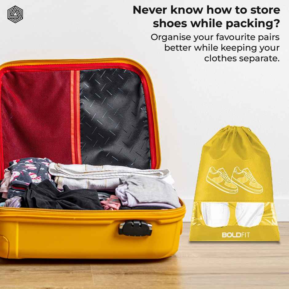Boldfit Shoe Bag For Travel & Storage Travel Organizer For Women & Men Blue, Yellow, Grey Pack Of 6