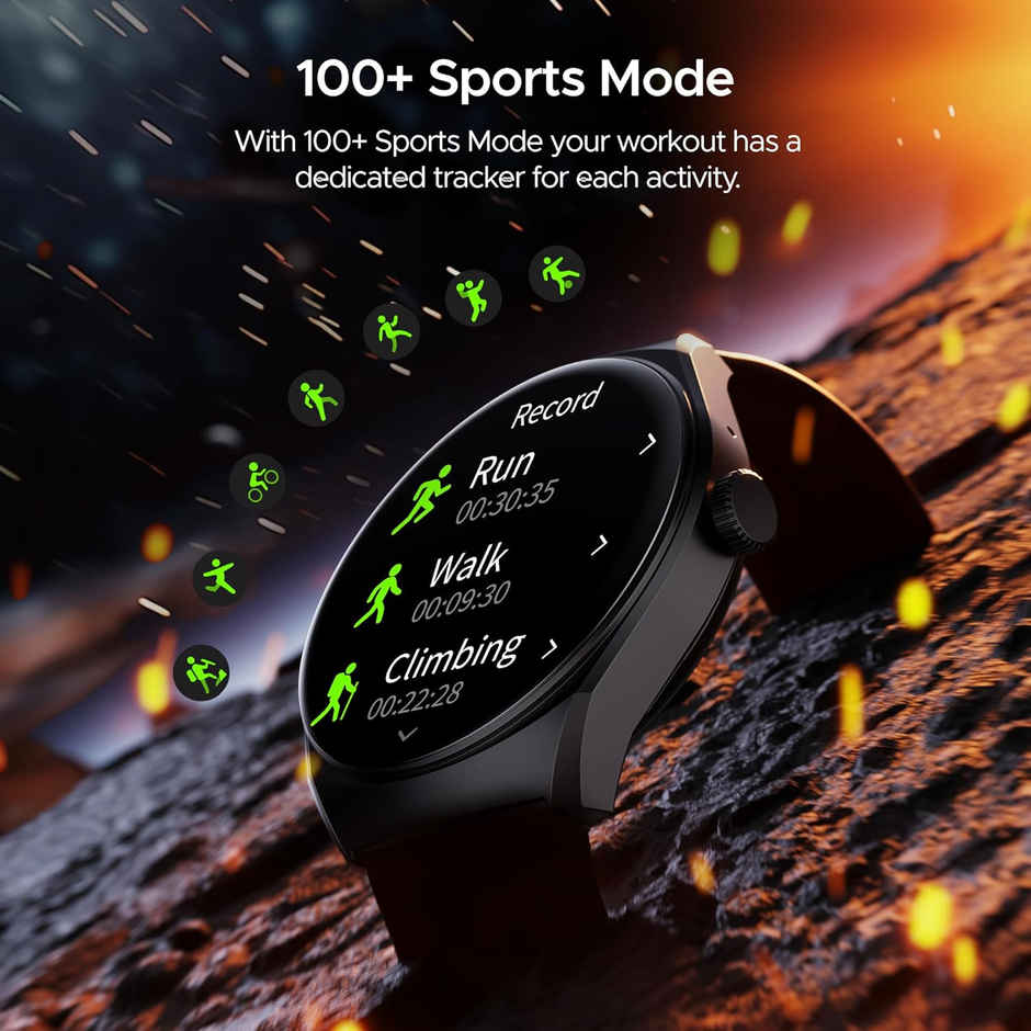 boAt Lunar Comet Smartwatch | 1.3" Display | Functional Crown | BT Calling - Active Black
