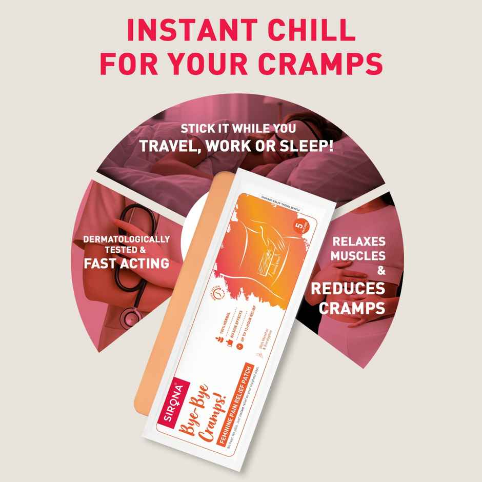 Sirona Herbal Period Pain Relief Patches| Relief from Menstrual Cramps | Cool Patches