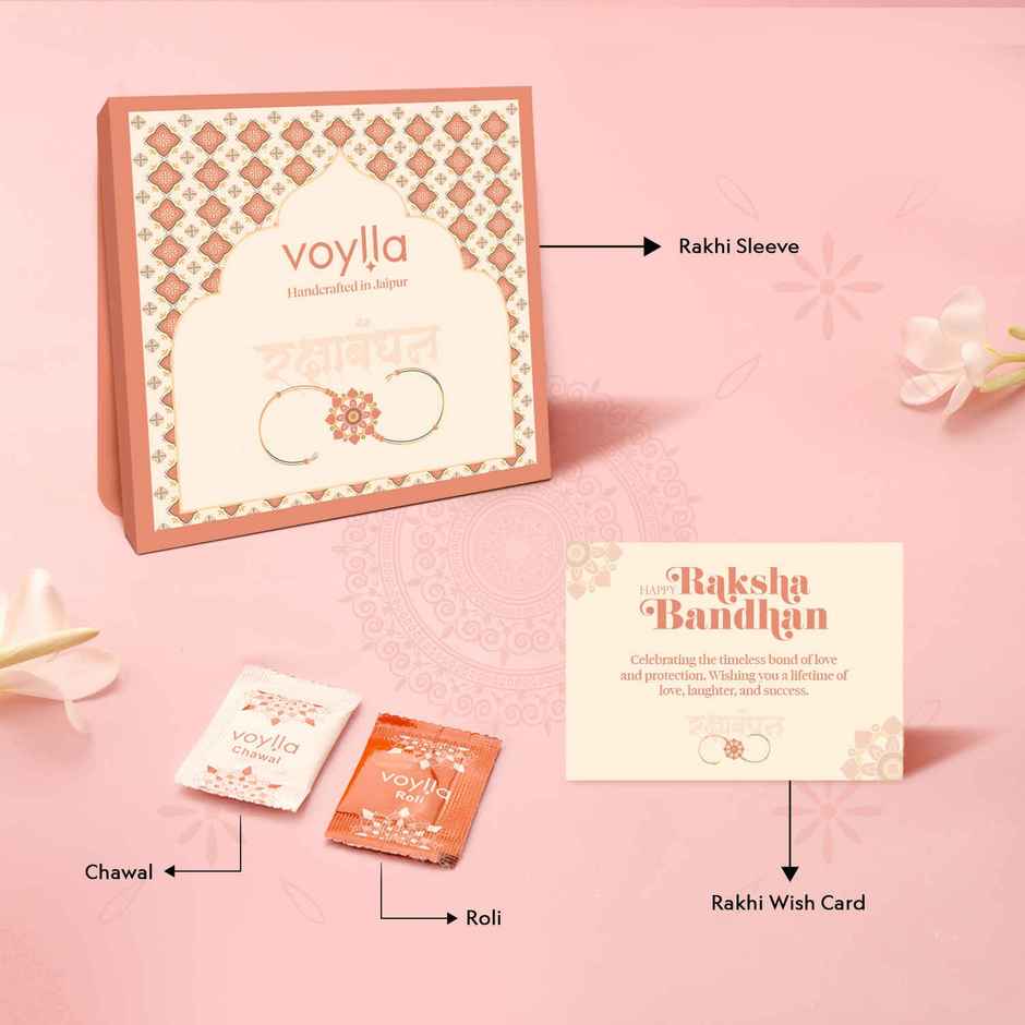 White Pearls And Kundan Bhaiya Bhabhi Lumba Rakhi | Pack of 2 | Voylla