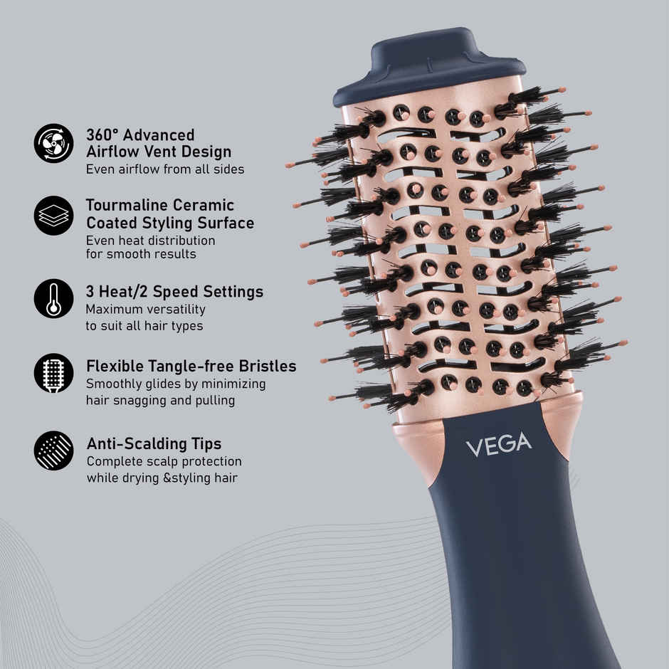 VEGA LitStyle L4 Volumizer Hair Dryer Brush | Hot Air Hair Dryer Brush for Women | Blow Dry