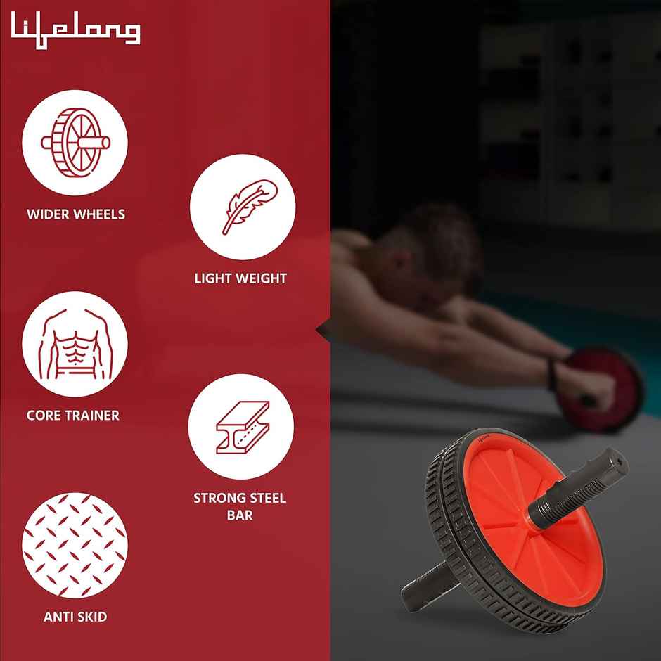 Lifelong LLAR01 Ab Wheel Roller and Core Exercise Roller Wheel for Men and Women,Dual Double Wheel