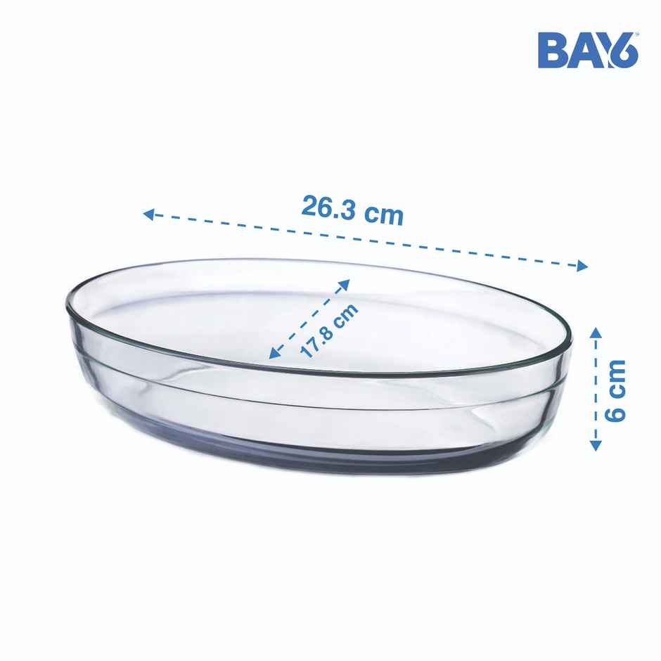 BAY6 Premium Imported Borosilicate Baking Dish Oval - 1.6 L