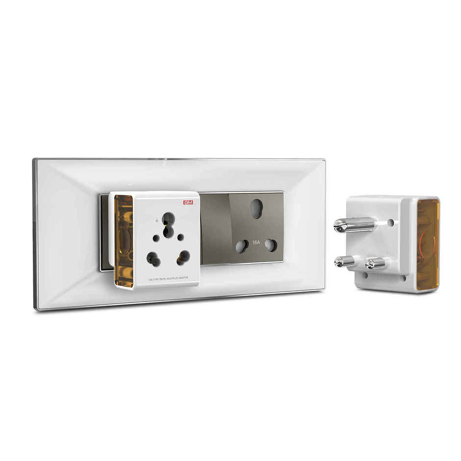 GM 3050 16 AMP Heavy Duty Socket 3 Pin Multi Plug Travel Adaptor Suitable for heavy wattage Appliances(AC, refrigerators, Microwaves)