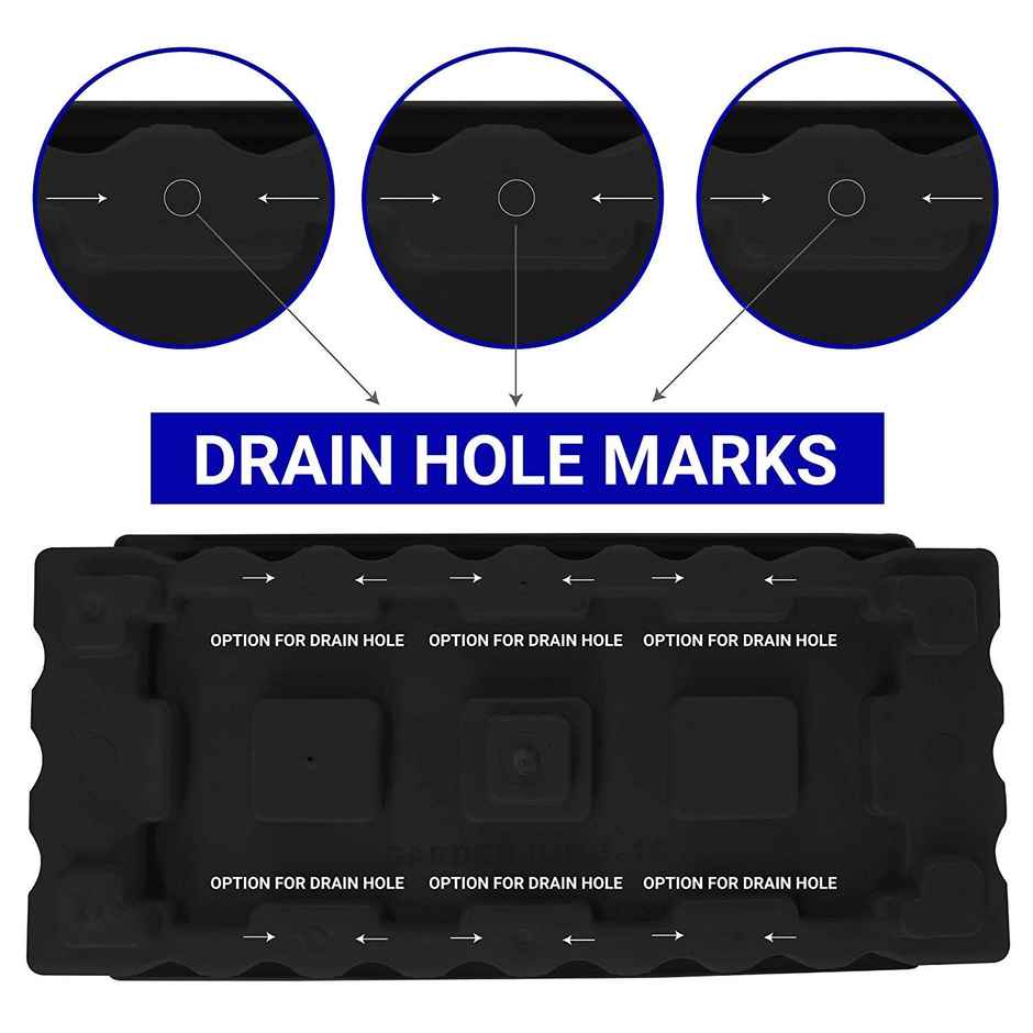 TrustBasket UV Treated Rectangular Planter (10 Inch) | Durable Plastic Plant Pots - Black