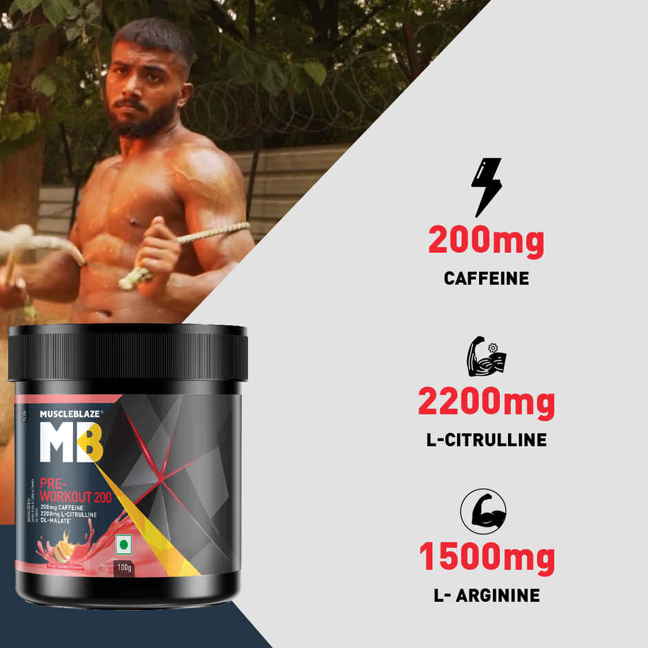 MuscleBlaze Pre Workout 200, (Fruit Splash, 20 servings)