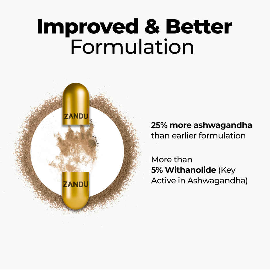 Zandu Ashwagandha Gold Plus Made with 24K Pure gold 9 Potent Herbs, Helps Improves Strength