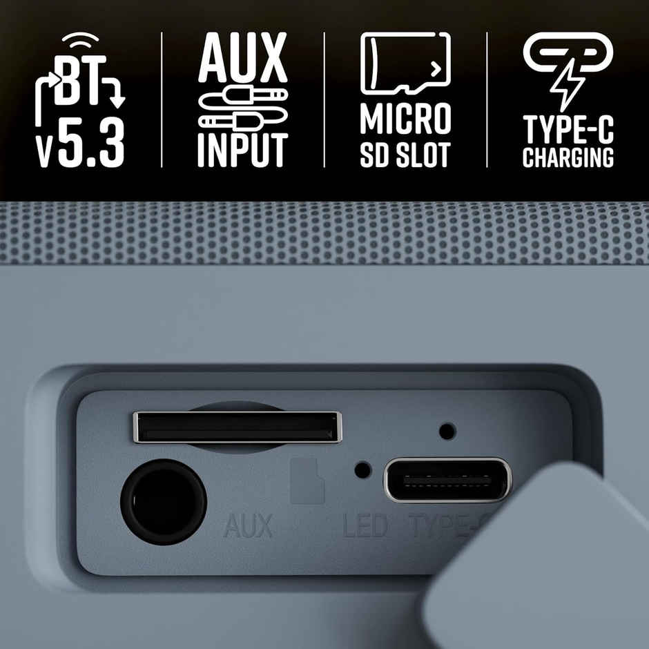 Zebronics Sonic Pod S | BT Speaker (BTv5.3) | 8W | Up To 12 Hr Backup | Passive Radiator | Blue