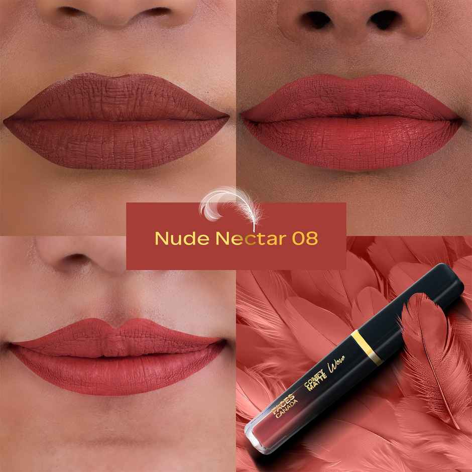 Faces Canada Comfy Matte Wow Liquid Lipstick | Nude Nectar 08, One Swipe Application
