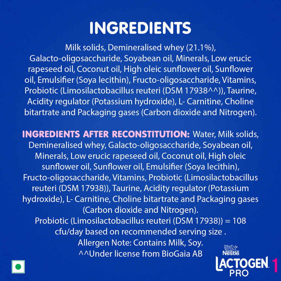 Nestle Lactogen Pro 1 Infant Formula Baby Powder, Probiotic & Prebiotics | 0-6 Months