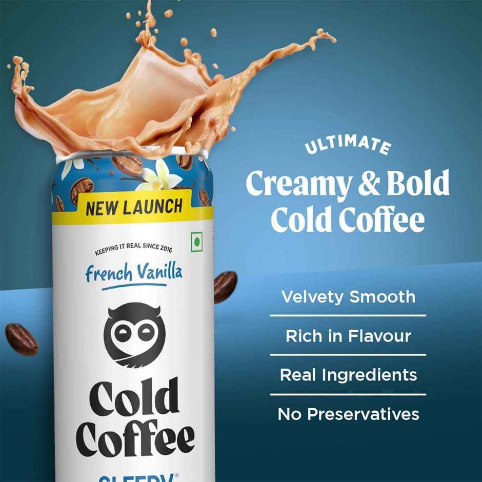 Sleepy Owl French Vanilla Cold Coffee Can | Ready to Drink Coffee Beverage