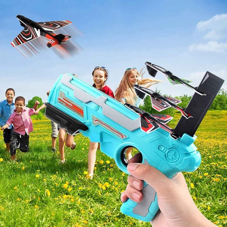 Fablue Airplane Launcher Gun Toy for Kids with Foam Glider Planes - Toy Gun for Kids - Multicolor