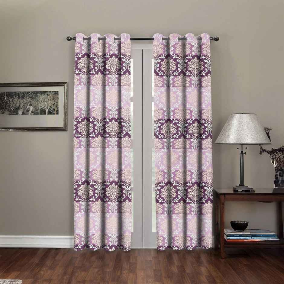 BAY6 Microfiber Cotton Door Curtains | Set of 2 | 7x4 ft | Pink