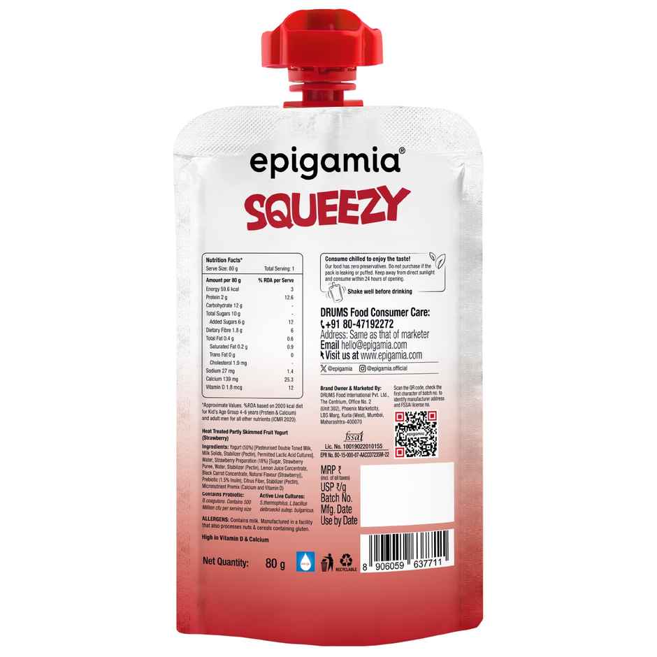 Epigamia Kids Yogurt | Strawberry