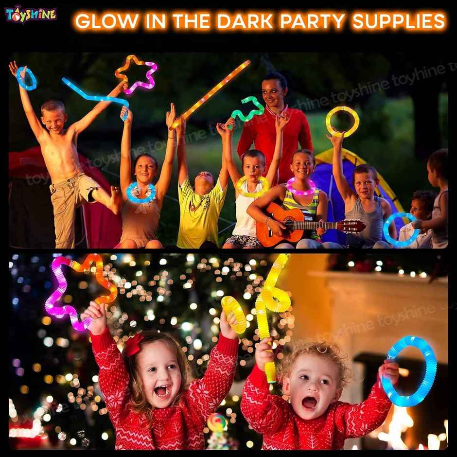Toyshine LED Flashing Pop Tube Fidget Toy Set for Stress Relief (6 Pcs)