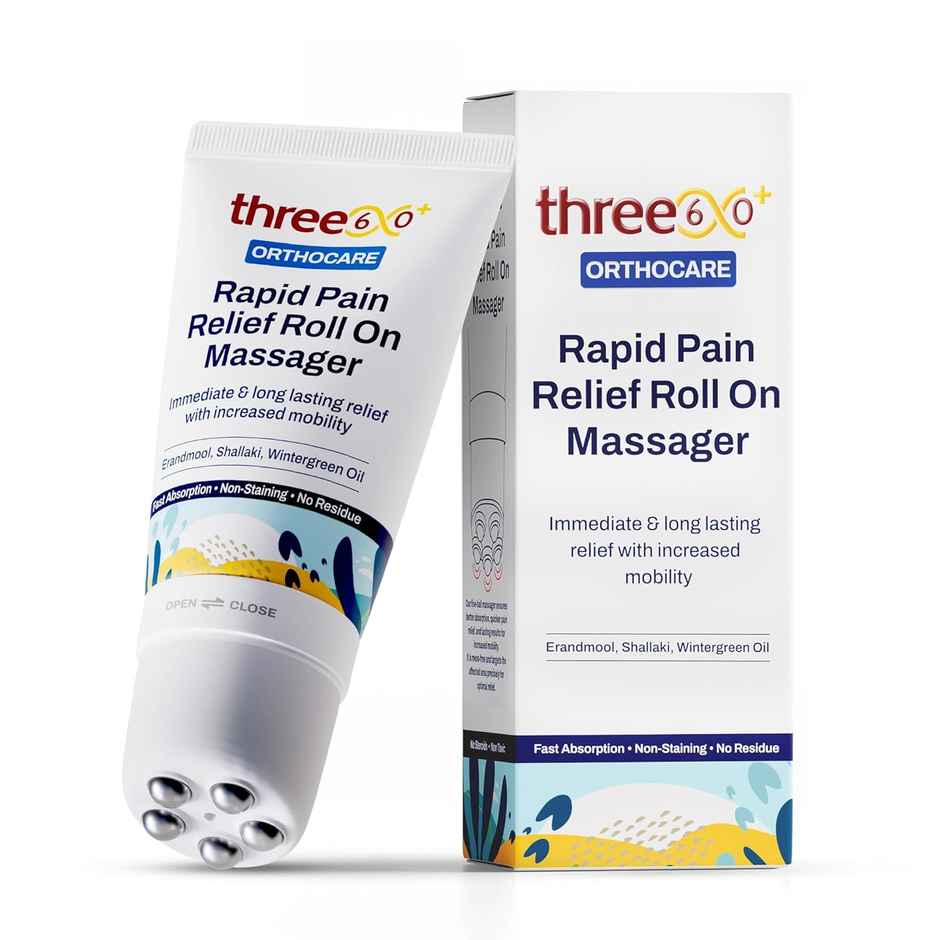 three60+ Rapid Pain Relief Roll On Massager - Immediate and Long Lasting