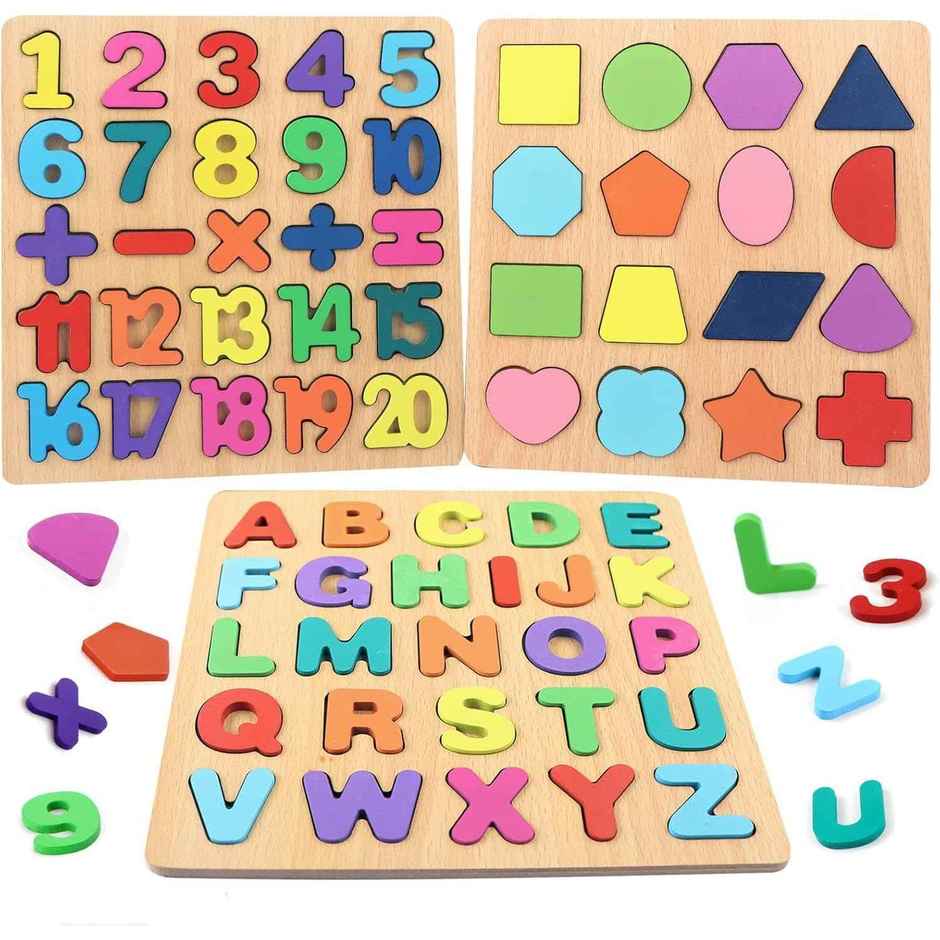 Storio 3-in-1 Wooden Puzzle Set | Early Learning Toddler Puzzles