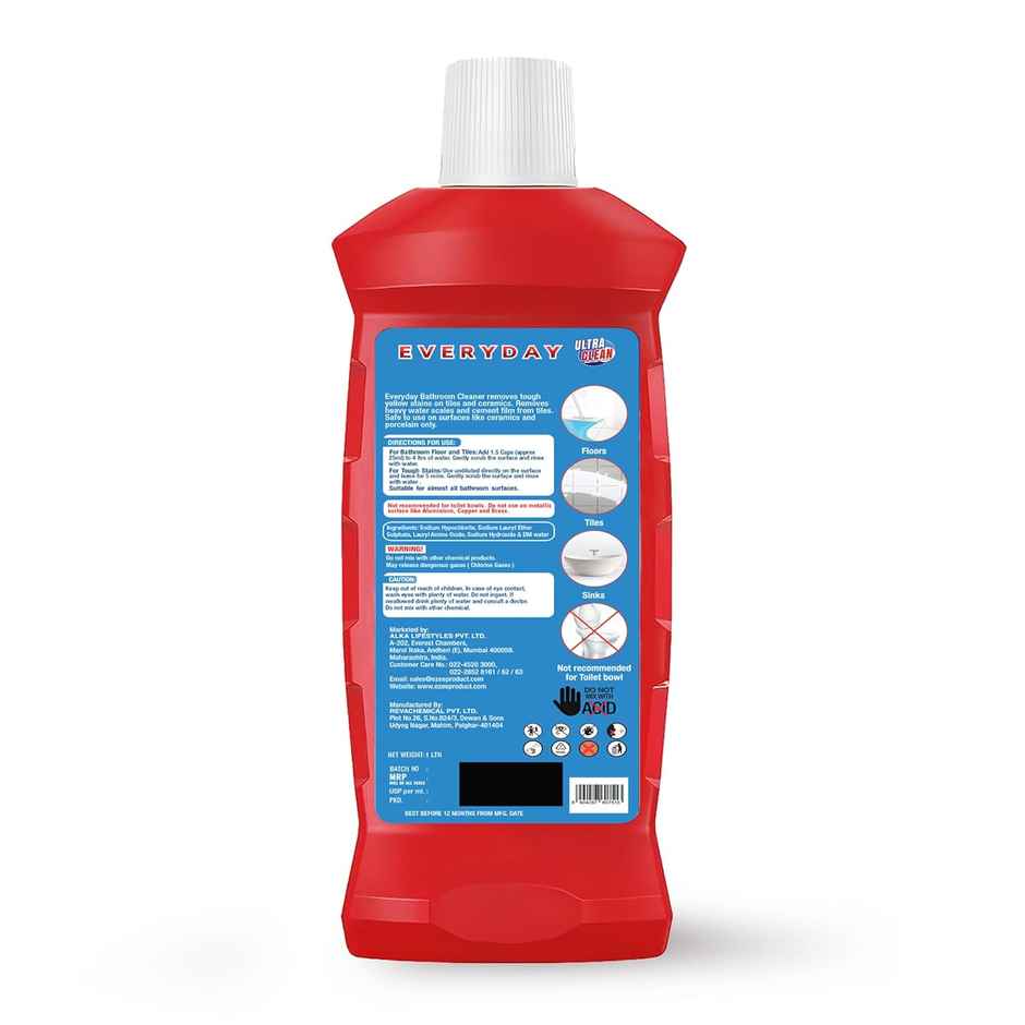 Ezee Everyday Ultra Clean Toilet Cleaner - Instant Freshness (1L) & Ezee Everyday Ultra Clean Bathroom Floor Cleaner - Removes Bathroom Stains (1L) Combo