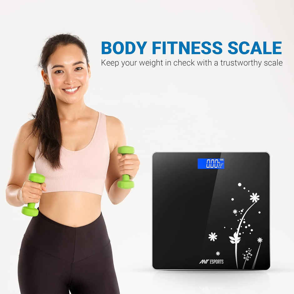 Ant Flora Bud Digital Body Weighing Scale | Black - 1 Unit