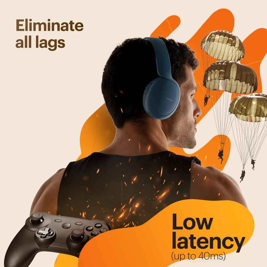 Noise Two 50Hrs Playtime Low Latency(up to 45ms) Dual Pairing BT v5.3 Headphones | Bold Black